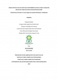 Peran Penyuluh Agama dalam Pembinaan Keluarga Sakinah diTinjau dari Filsafat Eksistensialisme (Studi Kasus di Kantor Urusan Agama Kecamatan Bendosari, Sukoharjo)