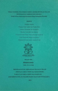 Peran Pondok pesantren Ummul Qurok Boyolali Dalam Peningkatan Aqidah Masyarakat (Studi di Desa Banyuurip Kecamatan Klegoo Kabupaten Boyolali)