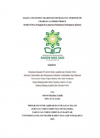 MAKNA FILOSOFIS TRADISI KENDURI BANYU PERSPEKTIF CHARLES SANDERS PIERCE (Studi di Desa Ponggok Kecamatan Polanharjo Kabupaten Klaten)