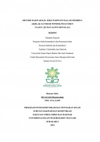 METODE DAKWAH K.H. JOKO PARWOTO DALAM MEMBINA AKHLAK SANTRI DI PONDOK PESANTREN  I’JAZUL QU’RAN SAWIT BOYOLALI