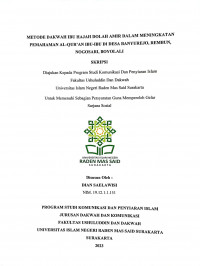 Metode Dakwah Ibu Hajah Dolah Amir Dalam Meningkatkan Pemahaman Al-Qur'an Ibu-Ibu Di Desa Banyurejo, Rembun, Nogosari, Boyolali