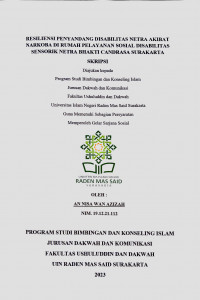 Resiliensi Penyandang Disabilitas Netra Akibat Narkoba Di Rumah Pelayanan Sosial Disabilitas Sensorik Netra Bhakti Candrasa Surakarta