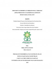 Implementasi Bimbingan Pribadi-Sosial Terhadap Aspek Psikologis Anak Bermasalah Hukum Di Bapas Kelas II Klaten