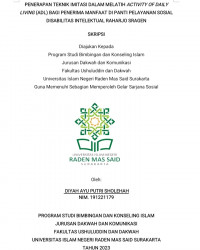 Penerapan Teknik Imitasi Dalam Melatih Activity Of Daily Living (ADL) Bagi Penerima Manfaat Di Panti Pelayanan Sosial Disabilitas Raharjo Sragen