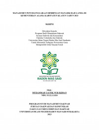 Manajemen Penyelenggaraan Bimbingan Manasik Haji Lansia Di Kementerian Agama Kabupaten Klaten Tahun 2023