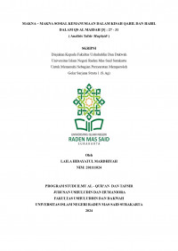 Makna – Makna Sosial Kemanusiaan Dalam Kisah Qabil Dan Habil  Dalam QS al-Maidah [5] : 27 – 31 Program Studi Ilmu al-Qur’an dan Tafsir