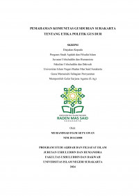 Pemahaman Komunitas Gusdurian Surakarta tentang Etika Politik Gus Dur