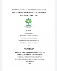 Persepsi Masyarakat Desa Menuran, Kecamatan Baki, Kabupaten  Sukoharjo Pada Era Society 5.0 Terhadap  Nilai Etika Jawa
