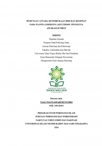 HUBUNGAN ANTARA KETERBUKAAN DIRI DAN KESEPIAN PADA WANITA EMERGING ADULTHOOD  PENGGUNA APLIKASI BUMBLE