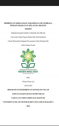 Bimbingan Kerja Bagi Narapidana Di Lembaga Pemasyarakatan Kelas Iia Sragen