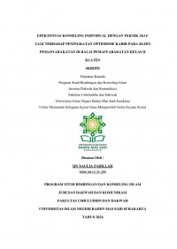 EFEKTIVITAS KONSELING INDIVIDUAL DENGAN TEKNIK SELF TALK TERHADAP PENINGKATAN OPTIMISME KARIR PADA KLIEN PEMASYARAKATAN DI BALAI PEMASYARAKATAN KELAS II