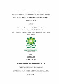 PEMBINAAN MORAL BAGI REMAJA PUTUS SEKOLAH UNTUK MENGHINDARI PERILAKU MENYIMPANG DI DUSUN WATUIRENG DESA REJOSARI KECAMATAN GONDANGREJO KABUPATEN KARANGANYAR