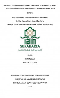 ANALISIS FRAMING PEMBERITAAN KARTU PRA KERJA PADA PORTAL OKEZONE.COM DENGAN TRIBUNNEWS.COM PERIODE APRIL 2020