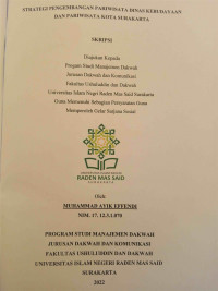 Strategi pengembangan pariwisata dinas pariwisata dan kebufayaan kota surakarta