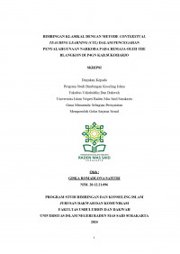 Bimbingan Klasikal Dengan Metode Contekstual Teaching Learning (Ctl) Dalam Pencegahan Penyalahgunaan Narkoba Pada Remaja Oleh The Blangkon Di P4gn Kab.Sukoharjo