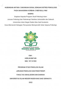 Hubungan Antara Dukungan Sosial dengan Distres Psikologis pada Mahasiswa Korban Cyberbullying