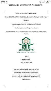 PENYESUAIAN DIRI SANTRI YATIM DI PONDOK PESANTREN TAHFIDZUL QUR’AN AL- FURQON SUKOHARJO