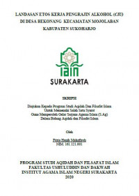Landasan Etos Kerja Pengrajin Alkohol (Ciu) Di Desa Bekonang Kecamatan Mojolaban Kabupaten Sragen