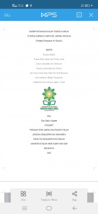 KONSEP KETUHANAN DALAM TRADISI NYADRAN DI DUSUN KADIREJO, KADIPATEN, ANDONG, BOYOLALI (PERSPEKTIF KETUHANAN AL-GHAZALI)