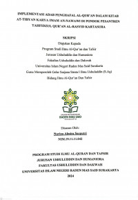 Implementasi Adab Penghafal Al-Qur’an Dalam Kitab At-Tibyan Karya Imam An-Nawawi Di Pondok Pesantren Tahfidzul Qur’an Al-Rasyid Kartasura