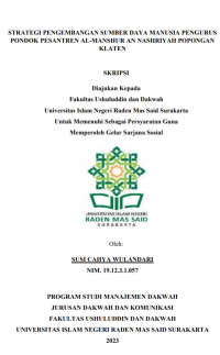 Strategi Pengembangan Sumber Daya Manusia Pengurus Pondok Pesantren Al-Manshur An Nashriyah Popongan Klaten