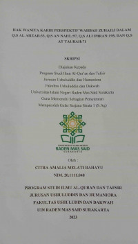 Hak Wanita Karir Perspektif Wahbah Zuhaili Dalam Q.S Al Ahzab:33, Q.S An Nahl:97, Q,S Ali Imran:195, Dan Q.S At Taubah:71