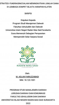 STRATEGI FUNDRISING DALAM MENINGKATKAN JUMLAH DANA DI LEMBAGA DOMPET SEJUTA HARAPAN KLATEN